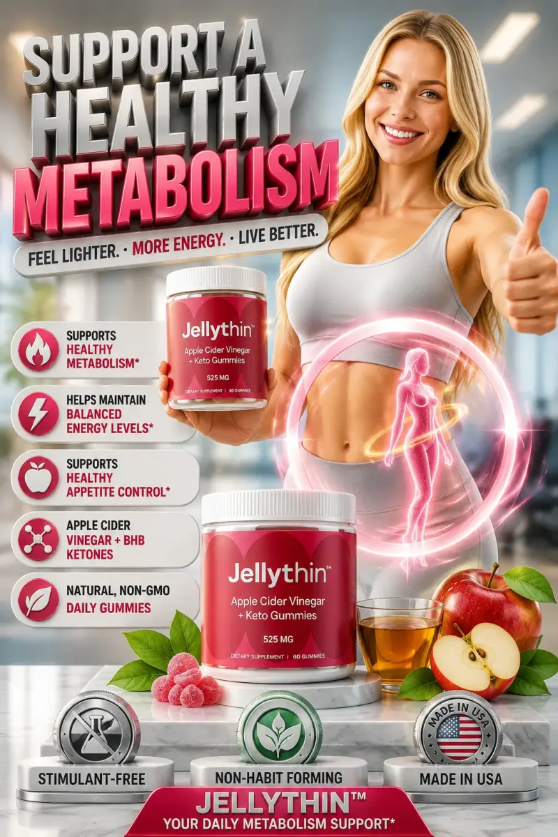 JellyThin ACV and BHB keto gummies for healthy metabolism, energy support, appetite control, and daily wellness, made in the USA.